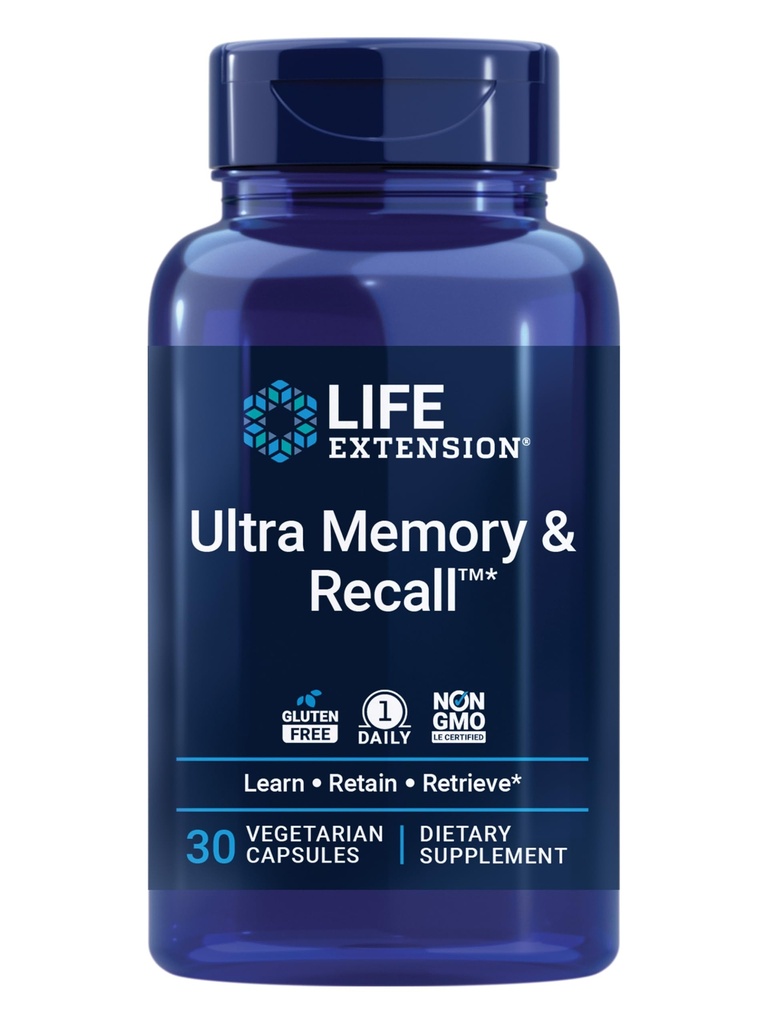 Life Extension Ultra Memory & Recall™, 30 Vegetarian Capsules | Support for a Strong Long-Term Memory with Green Oat Extract Boswellia