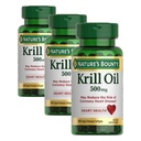 Nature's Bounty Krill Oil, Heart Health, Dietary Supplement, 500mg, Rapid Release Softgels, 30 Count (Pack of 3)