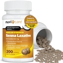 NUVICARE Senna Laxative 8.6mg Natural Senna Leaf Tablets, 200 Ct | Compares to Senokot; gentle vegetable laxative provides relief from occasional constipation, natural senna