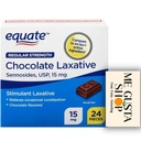 Equate Regular Strength Chocolate Laxative, Sennosides, USP, 15mg, Stimulant Laxative Chocolate Flavored 24 Count + Me Gustas Stickers