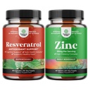 Bundle of Anti Aging Trans Resveratrol Supplement and Halal Zinc Supplement 50 mg - Natural Joint Support Supplement - Zinc Immune System Booster and Natural Zinc Supplement