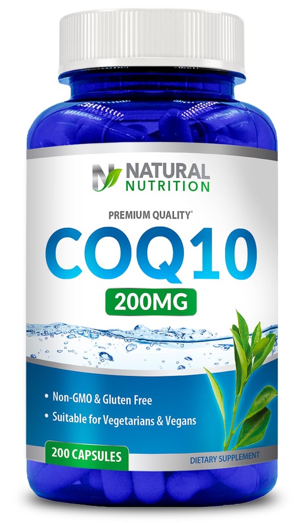 Generic Natural Vitamin Coq10 200mg, 200 Capsules, Quick Absorption - Gluten Free & Non-GMO