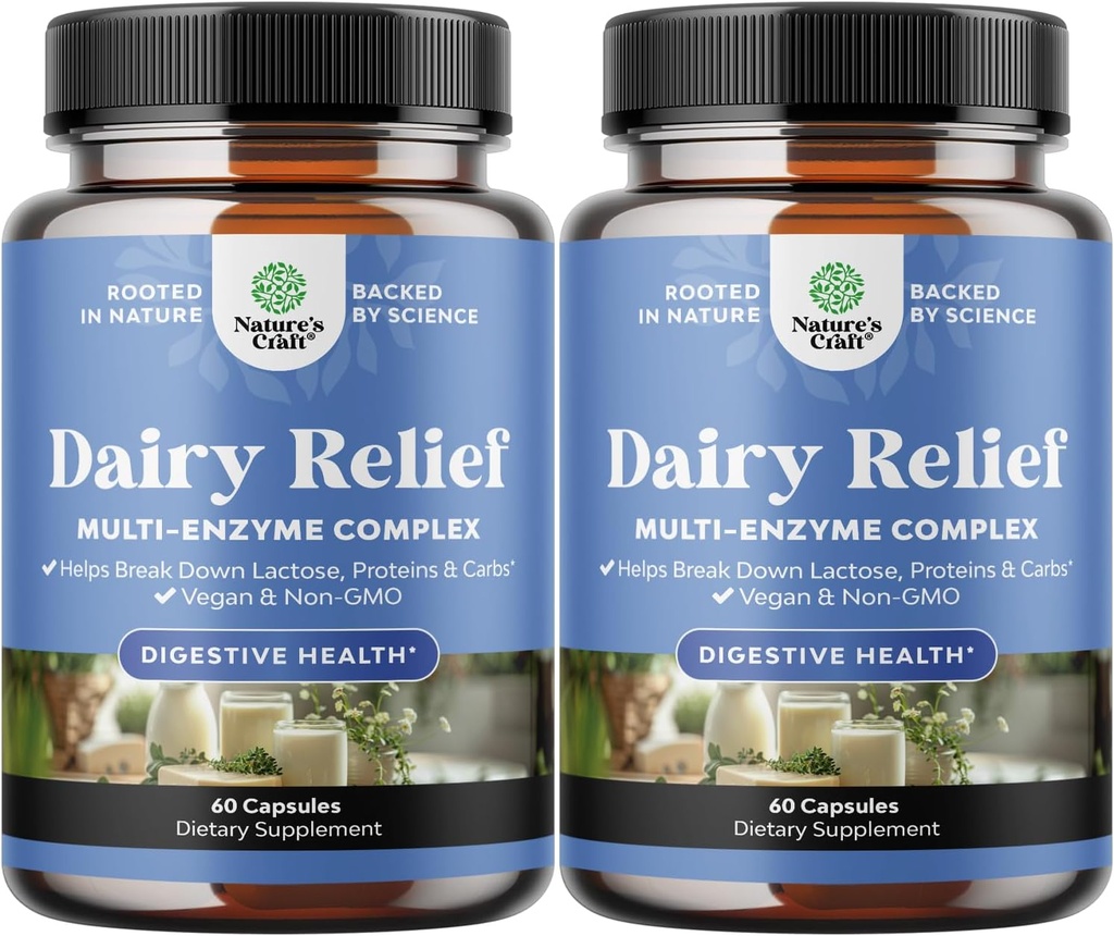 Lactose intolerance Pills 120 Days Supply - Fast Acting Dairy Digestive Enzymes - Digestion, Bloating, Gas and Carb Protein - Lactose intolerans üçün əlavə