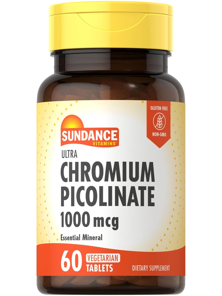 Sundance Chromium Picolinate 1000mcg | 60 Tablets | Vegetarian, Non-GMO & Gluten Free Supplement