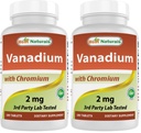Best Naturals Vanadium 2 mg with Chromium Polynicotinate 200 mcg 180 Tablets (Pack of 2)
