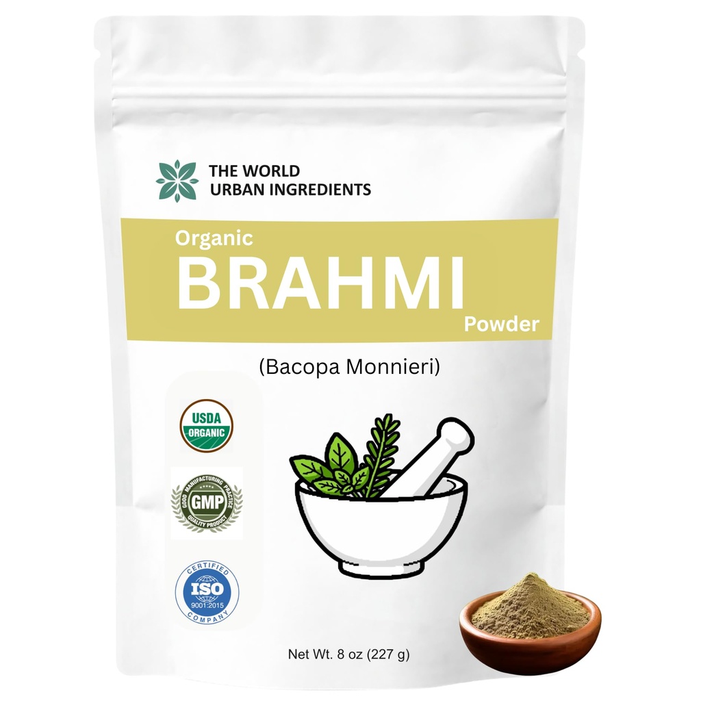 Organic Brahmi Powder-USDA Certified Bacopa Monnieri-227 g / 8 OZ / 1/2 lb-Hair Care-Natural & Herbal Ingredient.