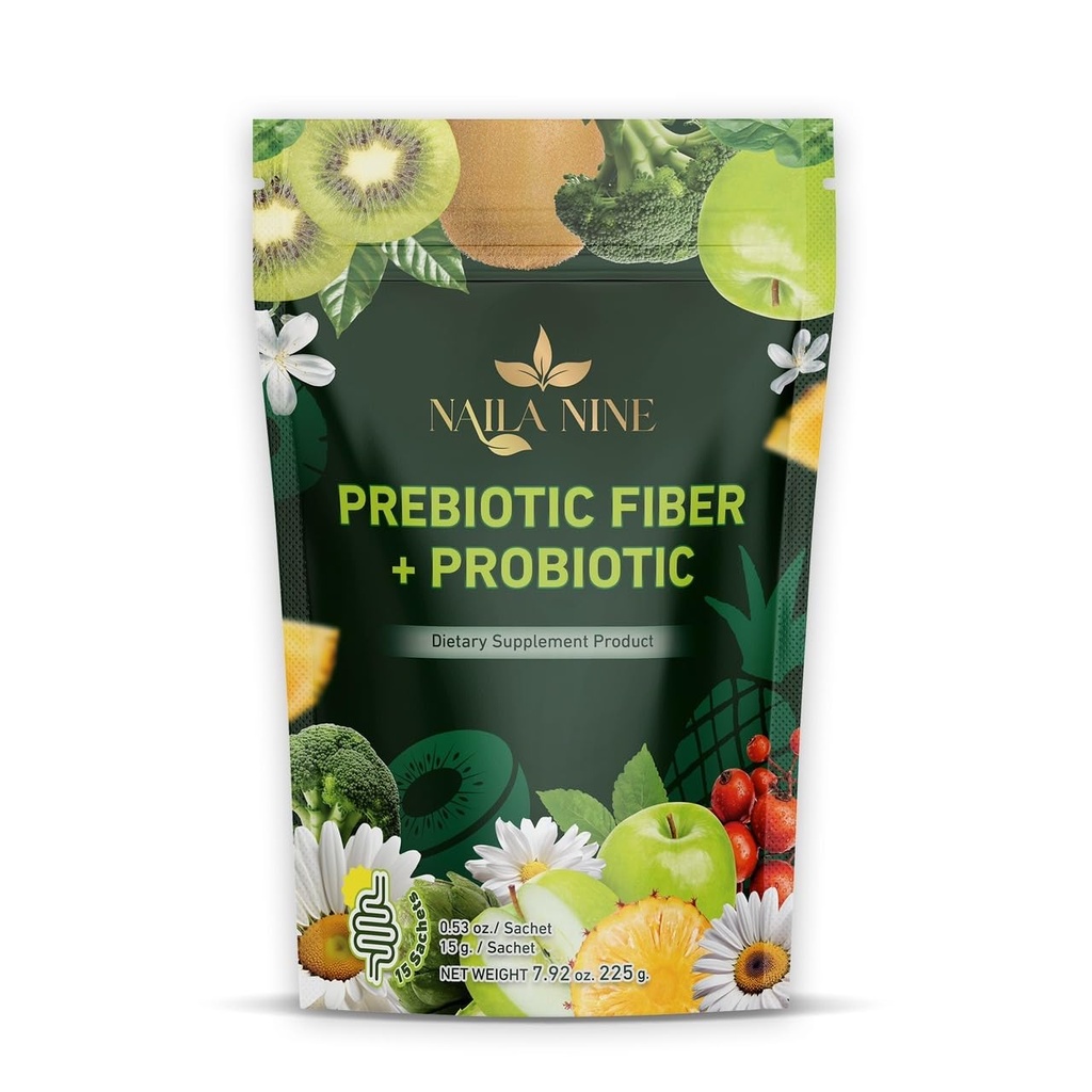 Prebiotic Fiber Supplement Powder Apple and Kiwi Flavour Pack of 15 Sachets