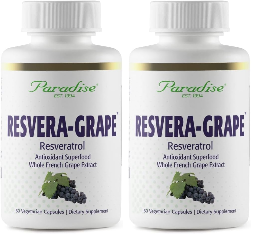 Paradise Herbs Resveragrape Resveratrol Polyphenols 60 Capsules 2 | Vegetarian dietary supplement with OPCs, non-GMO and gluten free, convenient daily servings in a two-pack format