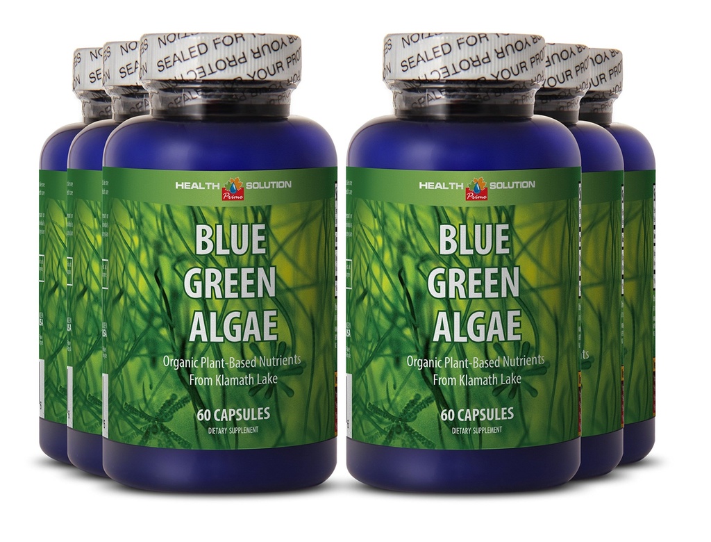 Spirulina chlorella powder organic - BLUE GREEN ALGAE - boost immune function - spirulina organic capsules - blue spirulina - spirulina detox - antioxidants supplement for skin - 6 Bottles 360 Caps