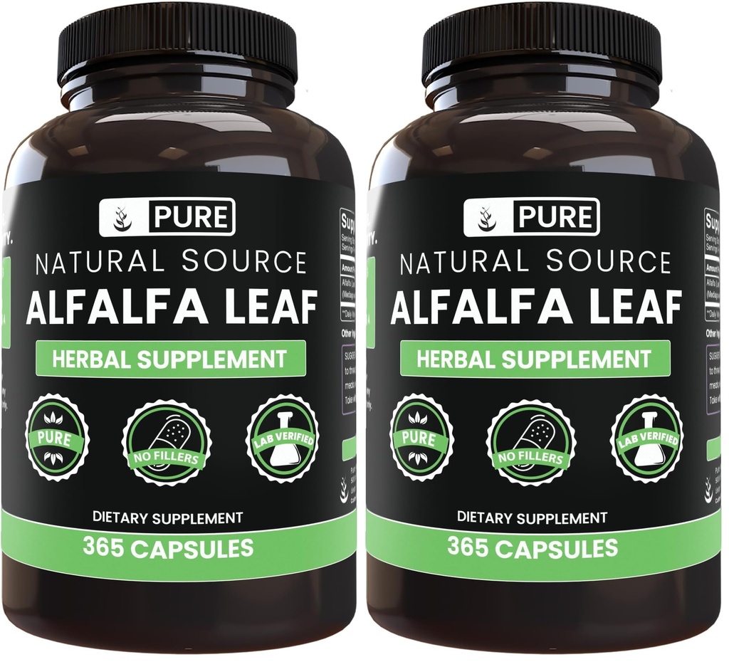 Pure Original Ingredients Alfalfa Leaf (365 Capsules) No Magnesium Or Rice Fillers, Always Pure, Lab Verified (Pack of 2)