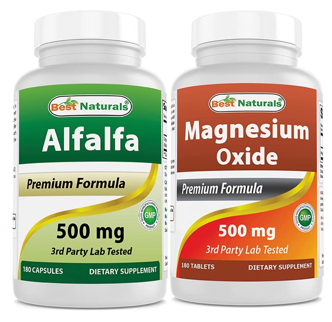 Best Naturals Alfalfa Green Super Food 500 mg & Magnesium Oxide 500 mg