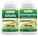 Best Naturals Alfalfa Green Super Food 500 mg & Ashwagandha Extract 500 Mg