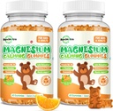 Magnesium Gummies for barn - Magnesium Glycinate Gummies Supplement med L-Theanin, Vitamin B6, D3 for voksne og barn, Calm Magnesium for søvn, Avslapning, Hjerne, Bein, Sukkerfri Orange 120ct