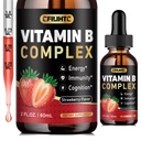 CFILIHTC Vitamin B Complex Liquid Drops, B Vitamins Complex Supplement with B1, B2, B3, B5 B6, B7, B9 & Methyl B12 Drops for Adults & Kids, Vegan, Strawberry Flavor