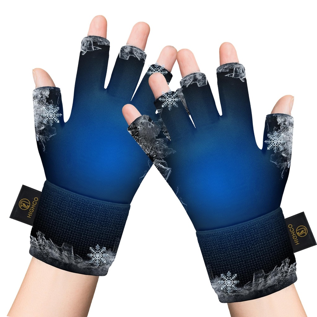 highco 2 Pack Ice Gloves for Arthritis Hands Pain Relief, Adjustable Hand Ice Pack for Hot & Cold Therapy, Reusable Gel Compression Finger Wrist Ice Pack for Tendinitis, Carpal Tunnel,Swelling