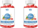 VITA GLOBE Zinc Citrate Gummies – 50mg Daily Zinc Supplement | Immune System & Skin Health Support | Vegan, Non-GMO Chewable Gummy Vitamins for Adults & Kids – 96 Count (Pack of 2)