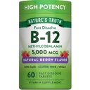 Nature's Truth B12 Vitamin | 5000 mcg | 60 Tablets | Fast Dissolve Natural Berry Flavor | Vegan, Non-GMO & Gluten Free Supplement