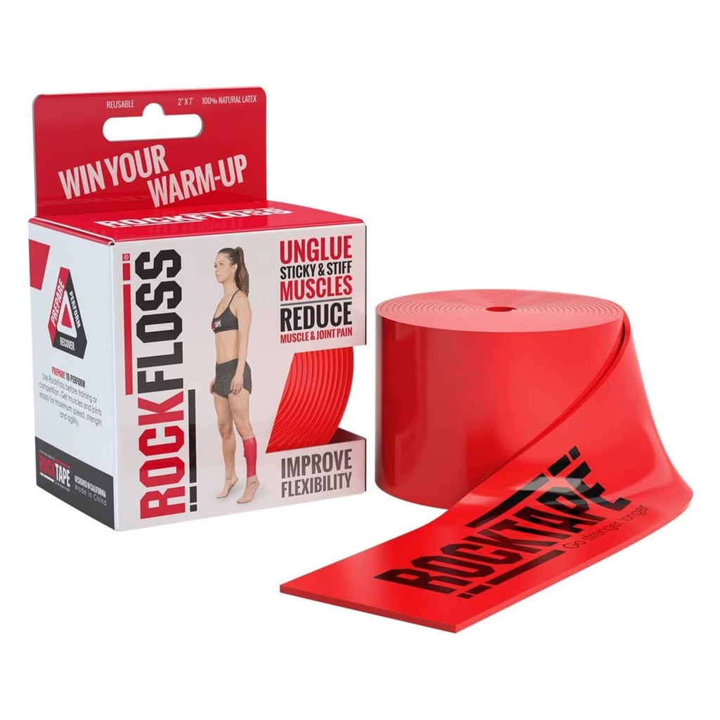 Rocktape RockFloss Tack Mobility Band, Compression Muscle Recovery, Floss for Muscle Soreness, 2" & 4" Width, Red