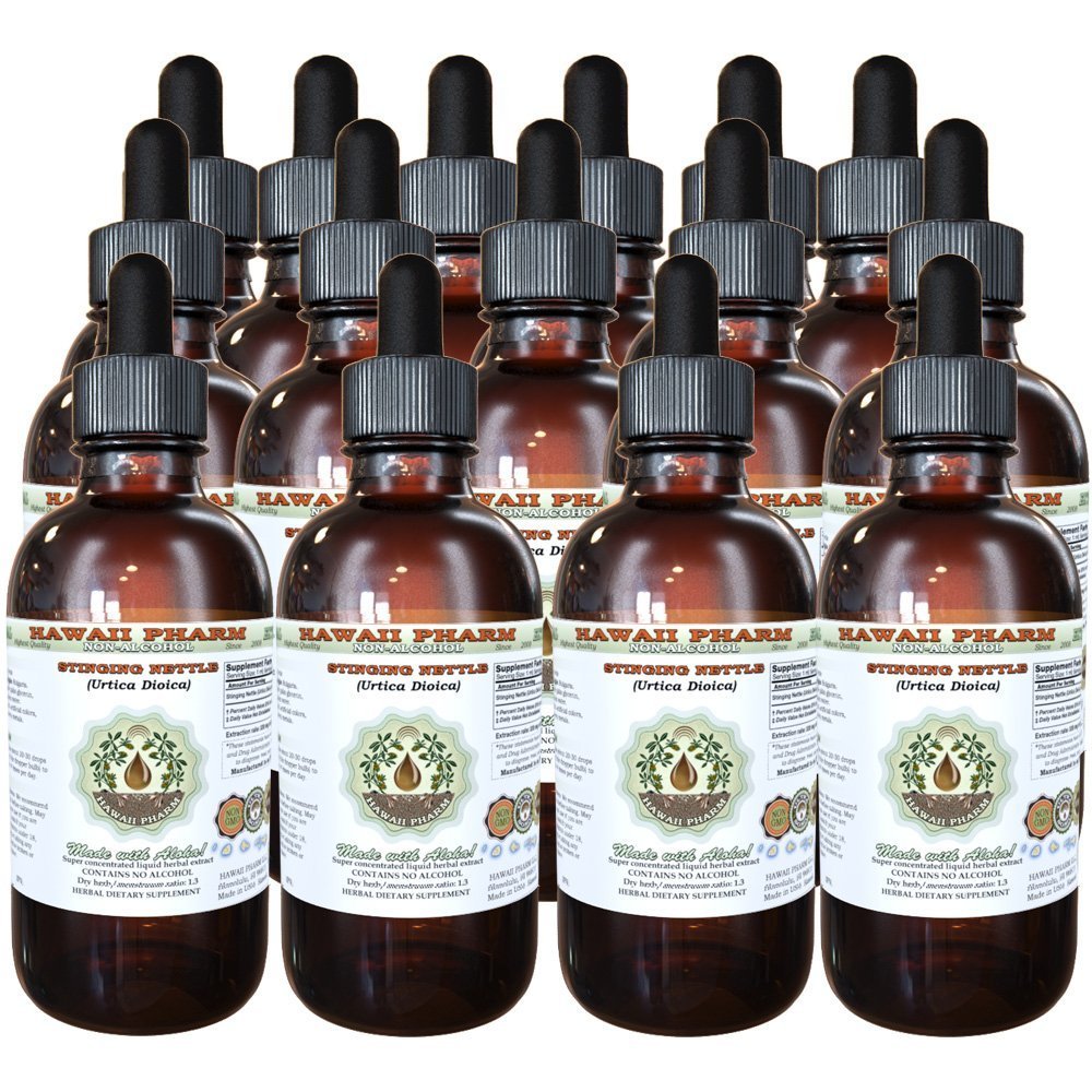 Hawaii Pharm Stinging Nettle Alcohol-Free Liquid Extract, Professional Grade, Small Batch Crafted Stinging Nettle (Urtica Dioica) Dried Leaf Glycerite Natural Herbal Supplement, 15x4 fl.oz