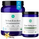 Ora Organic Greens Powder & Protein Power Bundle: 20+ Superfood Greens Blend - Citrus Flavor, 30 Servings + 21g Plant Based Protein Powder, Vanilla Flavor, 20 Servings