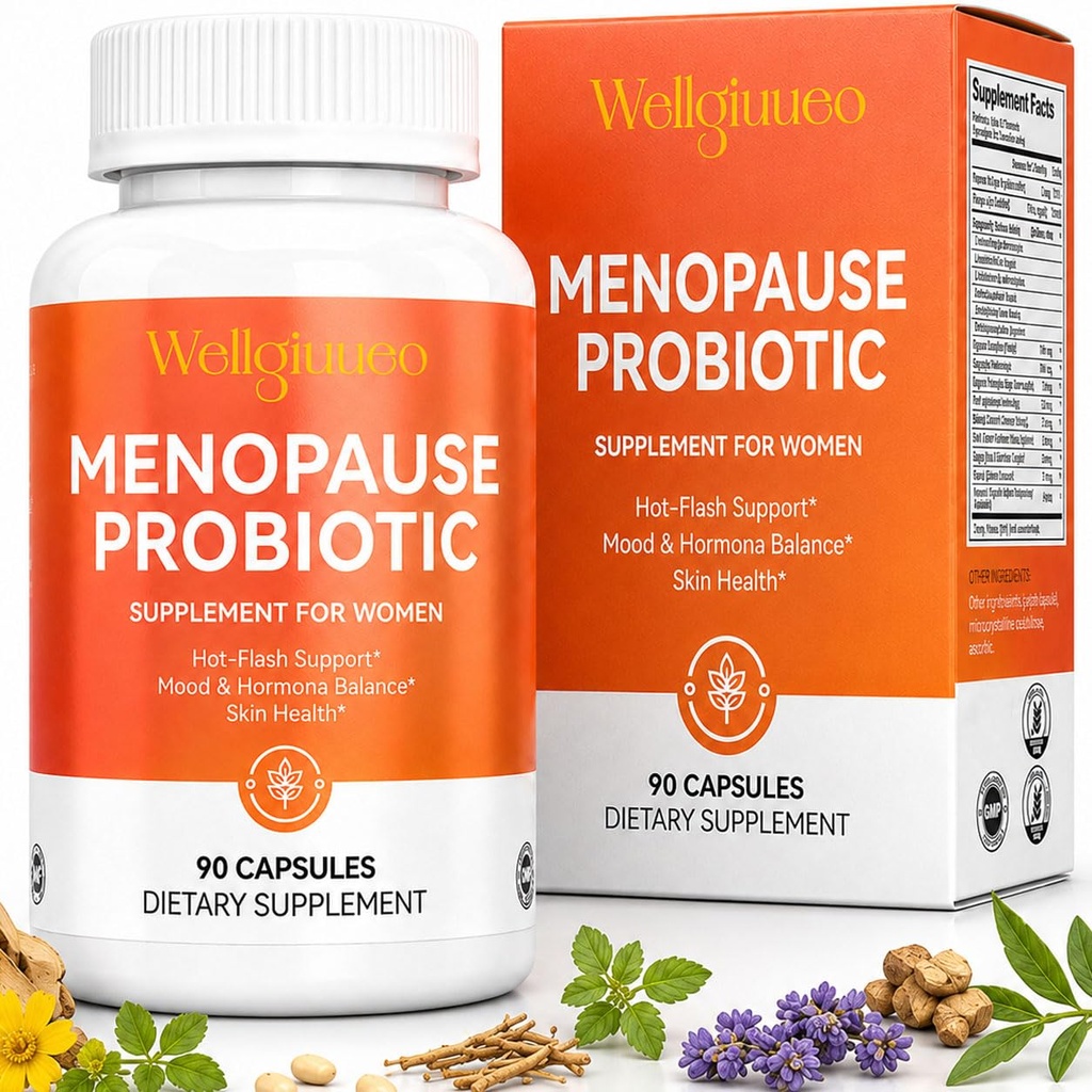 Menopause Supplements for Women 90 Capsules – Hot Flash, Night Sweats, Mood & Sleep Support – Female Hormone Balance Capsules Containing Black Cohosh, Red Clover, DIM, Probiotics & Ashwagandha