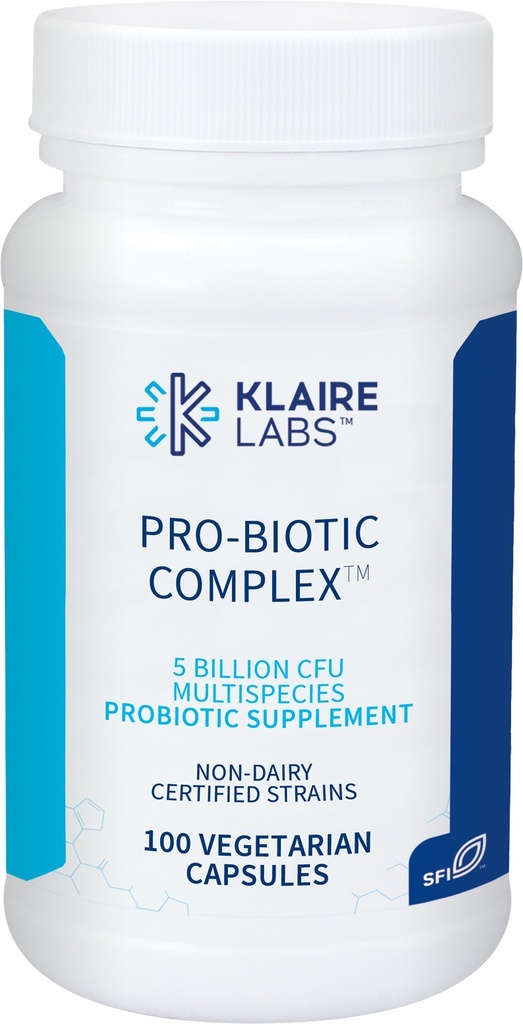 Klaire Labs SFI Health Pro-Biotic Complex, 100 Capsules, 2 Pack | Men & Women Intestinal Support, 5 Billion CFU Lactobacillus acidophilus, Bifidobacterium bifidum Probiotic, Hypoallergenic