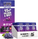 Diseinu nutrizionalak LPS Collagen & Whey Protein Supplement - GMO ez den edaria, Sugar-Free - Azal eta ile osasungarria sustatzen du gizon eta emakumeentzat, Grape, zerbitzatu bakarra (25 Packets)