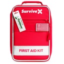 SurviveX Small First Aid Kit, Zip Stitch Wound Closures, Labeled Pockets | Compact emergency kit for 2-3 people, mounts to anything, organized first aid for car, home, travel, camping, outdoors
