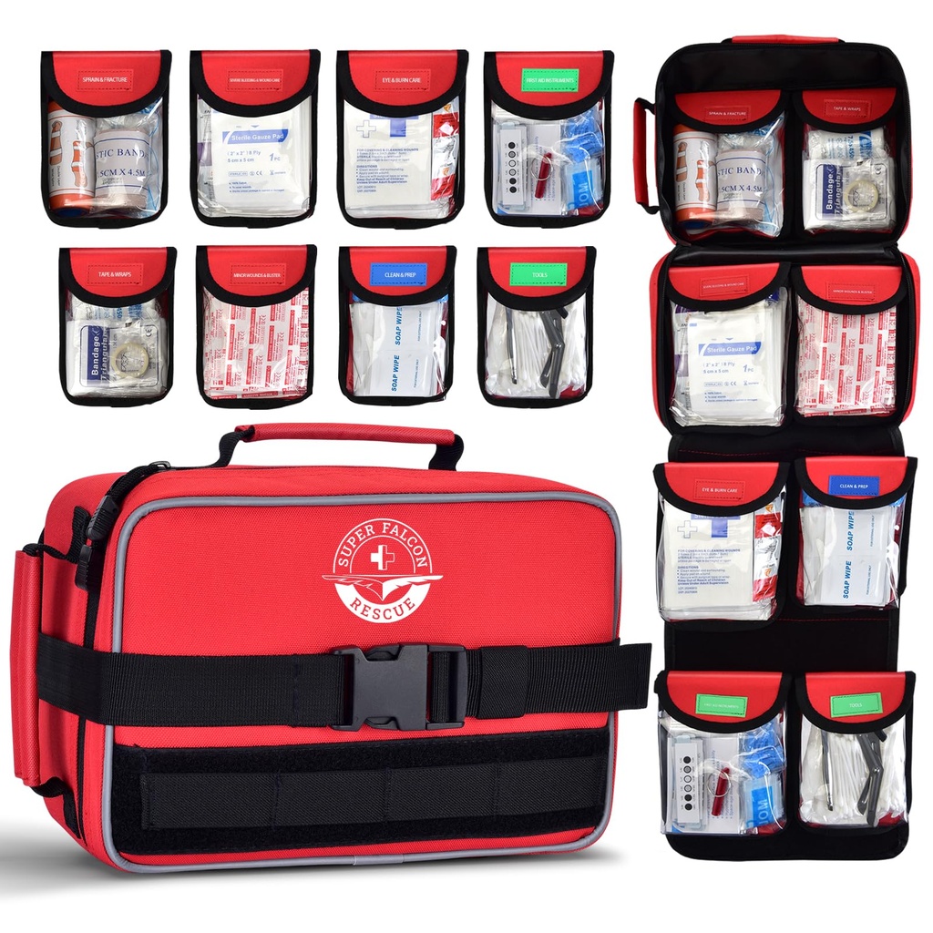 418-Piece First Aid Kit for Home, Travel, Camping, Hiking & Outdoor Emergencies, Tear-Resistant Survival Kits for Business, Vehicle & School, Multi-Use Emergency Medical Supplies