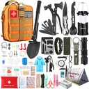 260Pcs Emergency Survival Kit, Full First Aid Supplies with Thermal Emergency Tent, Waterproof MOLLE Backpack, Emergency Gear for Car Earthquake Hiking Camping, Ideal Gift for Men, Dad