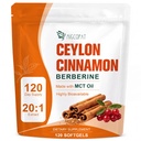 Ceylon Cinnamon Capsules with Berberine & MCT Oil, 120 Day Supply | 20:1 Extract Ceylon Cinnamon with MCT Oil, Highly Bioavailable Softgels for Metabolic & Energy Support, Non-GMO, Gluten-Free