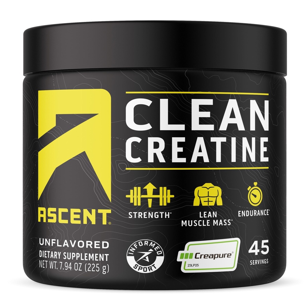 Ascent Clean Creatine Monohydrate Powder - 5G Per Serving, Creapure Supplement - Unflavored, 45 Servings