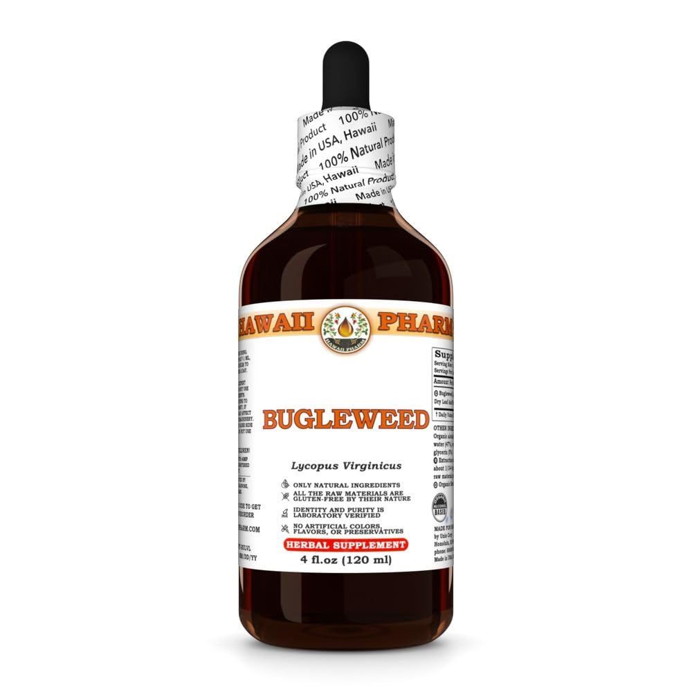 Hawaii Pharm Bugleweed Extract, Tincture for Thyroid Balance, Eases Premenstrual Discomfort, Soothes Breast Tenderness, Supports Women's Wellness - 4 fl.oz