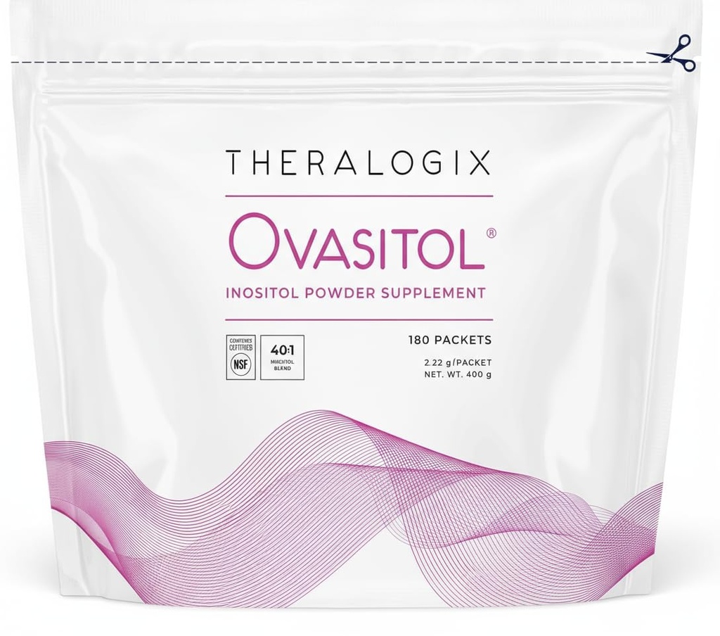 Theralogix Ovasitol Inositol Powder Packets - 90-Day Supply - Myo-Inositol & D-Chiro Inositol for Hormone Balance & Ovarian Function Support* - NSF Certified - 180 Packets