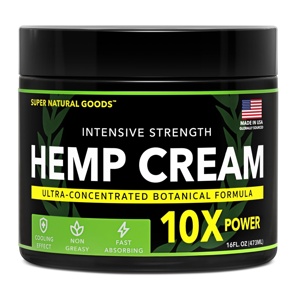 Super Natural Goods Hemp Cream | Botanical Cream with a Cooling Sensation for Localized Application | 16 oz