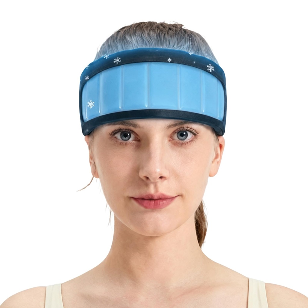 Cooling Headache Ice Pack Headband, Reusable Head Ice Wrap for Hot Weather Indoor Outdoor Use, Hot Flash Relief, Rapid Physical Cooling,Freezes Below 18°C/64°F