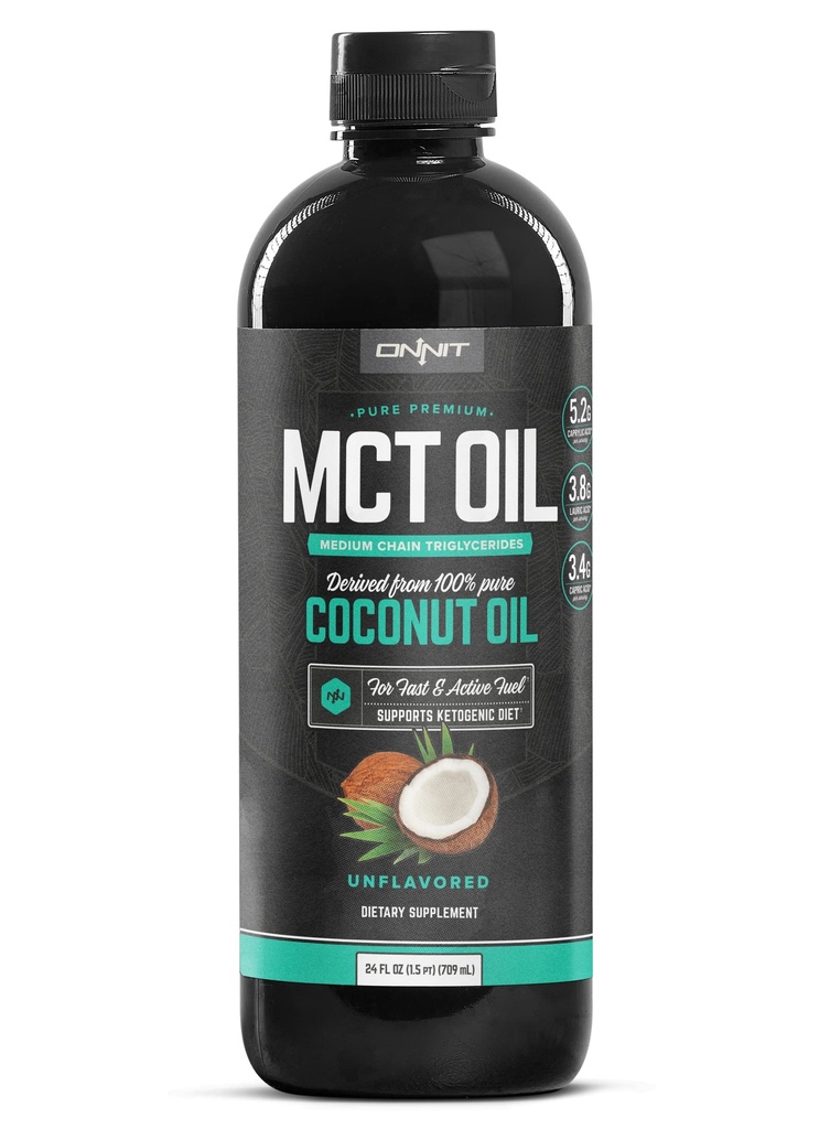 Onnit MCT Oil - Pure MCT Coconut Oil, Ketogenic Diet and Paleo Optimized with C8, C10, Lauric Acid - Perfect for Coffee, Shakes, and Cooking (Flavorless - 24oz)