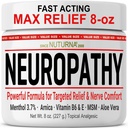 Neuropatia Relief Cream - Relief Max Attivo Veloce per Piedi Gambe Toes Gambe - Mentolo Ultra Forza, Arnica, Aloe Vera, MSM, Rilievo naturale di Nerve Soothing - Extra Large 8 oz
