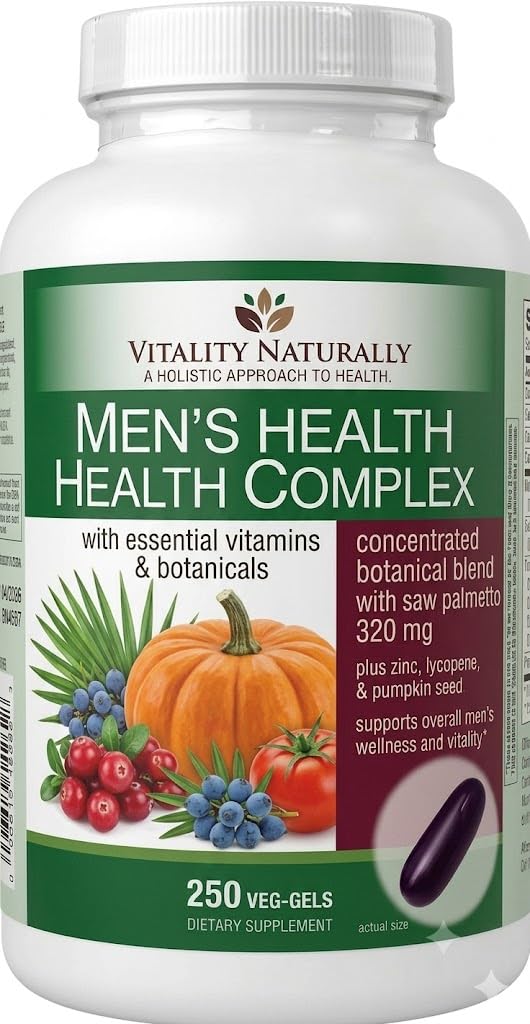 Men's Health Complex with Saw Palmetto, Zinc, Lycopene, Pumpkin Seed & Cranberry, 250 Softgels