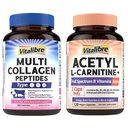 Vitalibre Multi Collagen Peptides 180 Caps and Acetyl-L-Carnitine HCl 1250mg