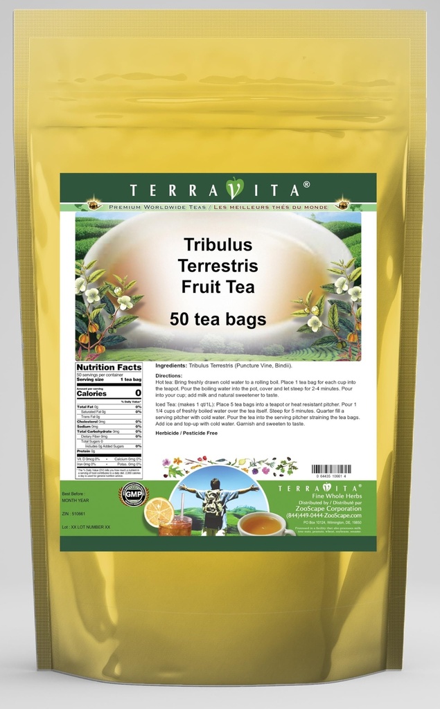 Terravita Tribulus Terrestris Fruit Tea (50 Tea Bags, ZIN: 510661)
