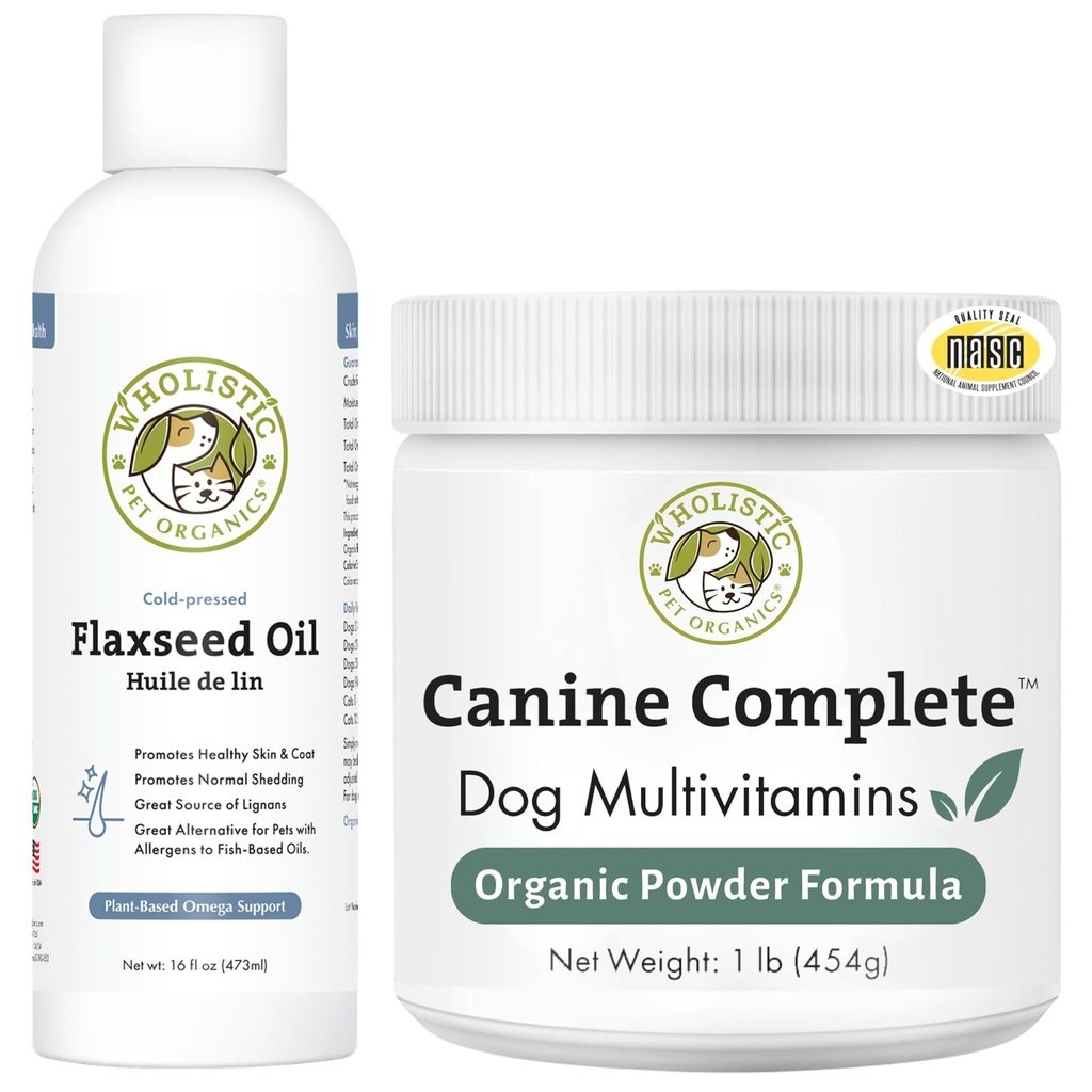 Canine Complete & Flaxseed Oil - Dog Vitamins with Flaxseed Oil for Immune System, Skin, Coat & Overall Health - 1 lb Each