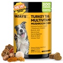 Turkey Tail Mushroom for Dogs 200 Count - Dog Multivitamin & Mushroom Chews | Lipoma Lumps and Bumps - Immune System, Gut Digestive, Skin & Coat, Energy, Joint Vitamin Support - Chicken Flavor