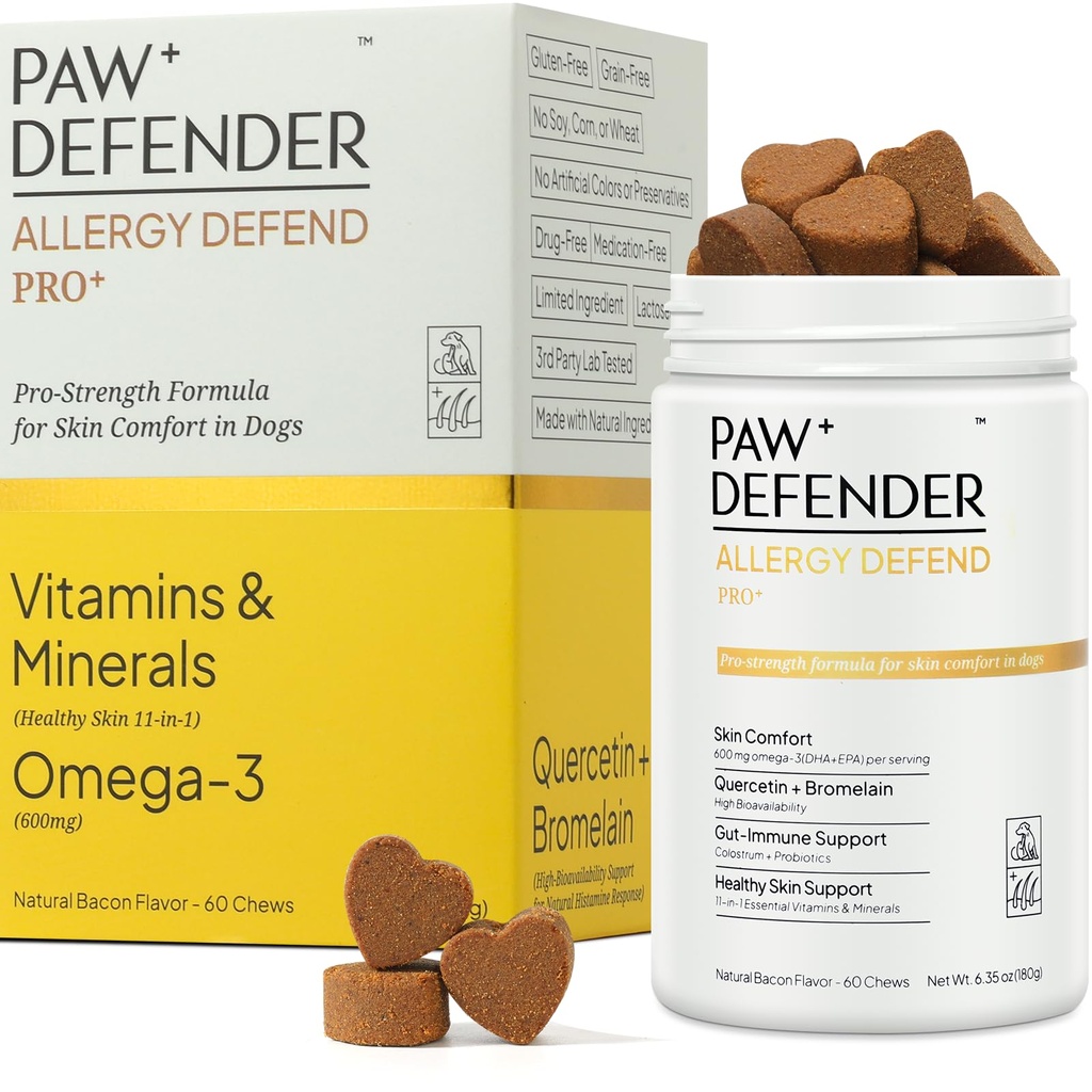 Dog Allergy Chews, Dog multivitamin Itching Skin Relief, Anti Itch,60 Chews | Itchy Ears, Paw Licking Treatment, Seasonal Allergies, Immune Bites, Dog Probiotics for Digestive Health & Gut Health