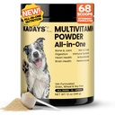 Dog Multivitamin Powder - Dog Vitamins and Supplements | Probiotics, Quercetin, Glucosamine HCI, Mushroom, Vitamins for Dogs Digestion, Skin, Joint, Immune Support - 68 Scoops