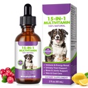 Dog Multivitamin Drops, 15 in 1 Multivitamin Liquid for Dog with Vitamin C, Vitamin D & B1, Dog Health Supplements for Skin Care, Joints & Hips