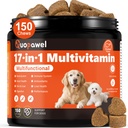 17 in 1 Dog Vitamins and Supplements，Dog multivitamin，Dog probiotics- VE, VC, and 6 B Vitamins, Immune & Joint Support for Dogs, All Breeds & Ages, Chicken Flavor, 150 Ct