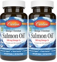 Carlson Salmon Oil, 500mg Omega-3s, Wild-Caught Norwegian Fish Oil, Sustainably Sourced, 50 Softgels (Pack of 2)