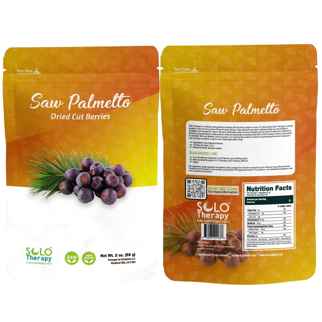Saw Palmetto Dried Whole Berries (2 oz) – Serenoa repens – Premium Whole Botanical Berries for Tea, Tinctures, Herbal Preparations & Crafting
