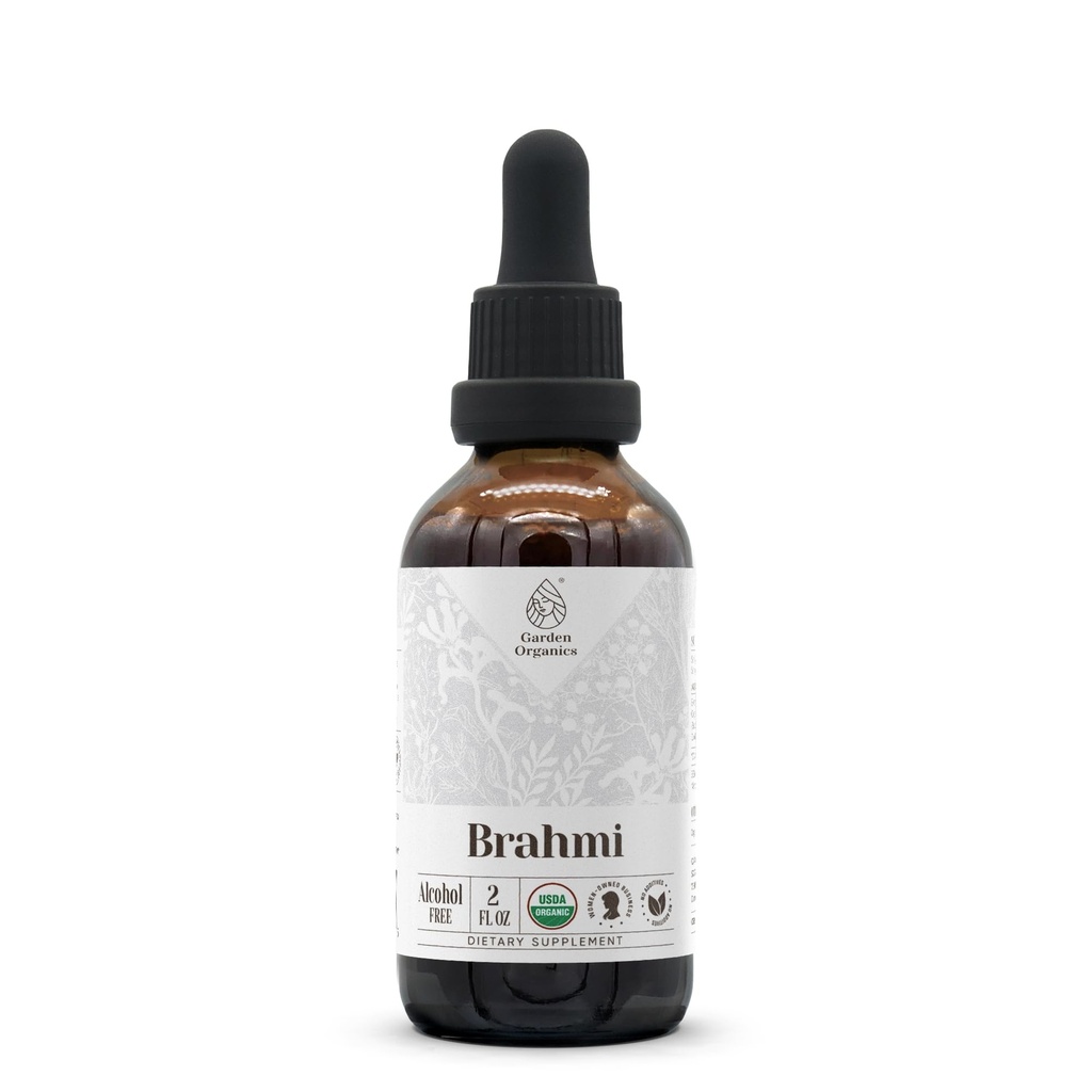 Brahmi USDA Organic | Alcohol-Free Extract, Organic Herbal Drops, Supplement | Tincture Made from 100% Certified Organic Brahmi (Bacopa Monnieri) Dried Herb 2 oz